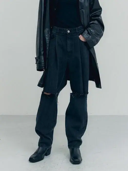 라그랑지 contrasted siluet pants 흑청 S사이즈