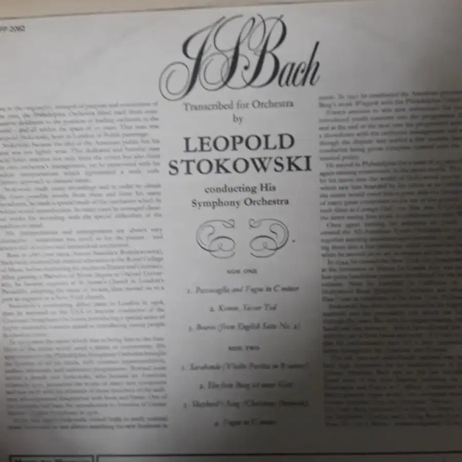 Stokowski 바흐 Bach 영국반 클래식 엘피 바이닐 lp