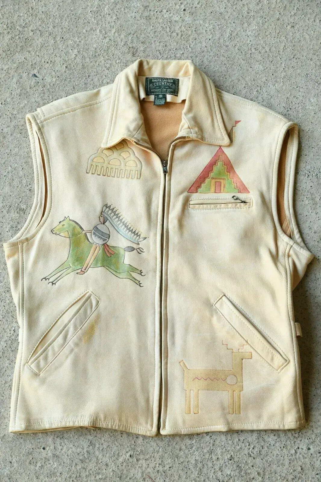 S) Polo Country Deerskin Painted Vest