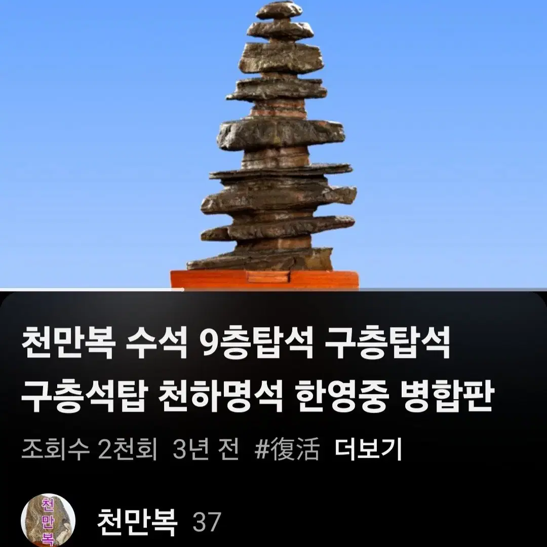 천만복 수석 9층탑석 국보급 수석 자연석