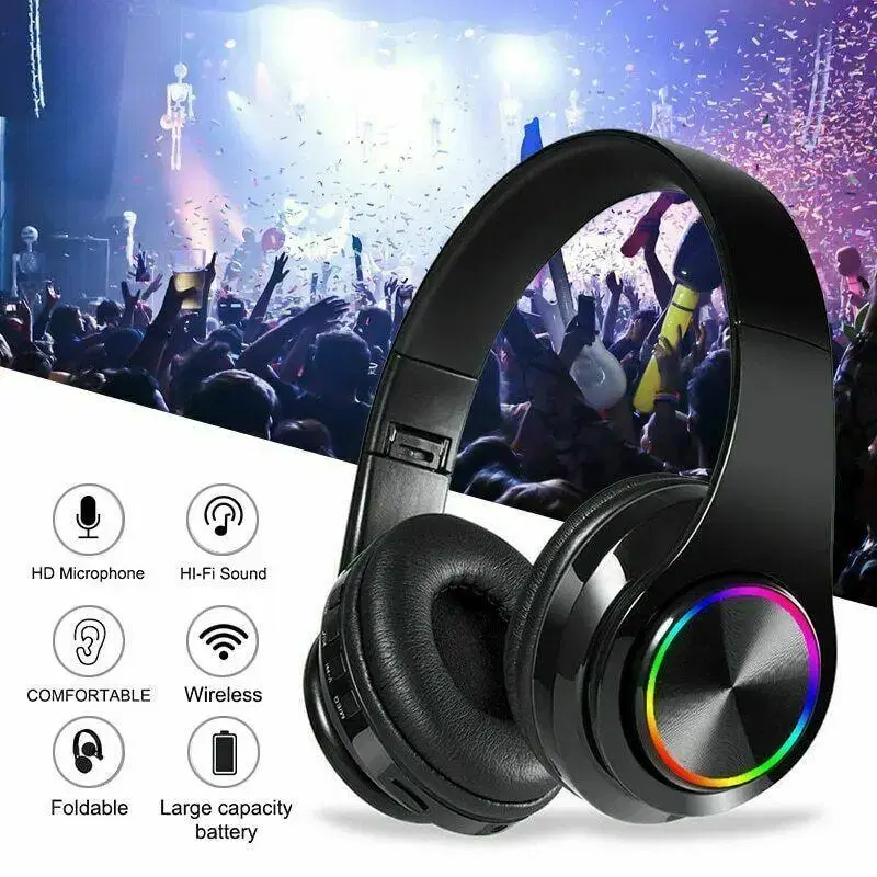 무선 블루투스5.0 헤드폰 HIFI음질 Led라이트 소음차단 [새제품]