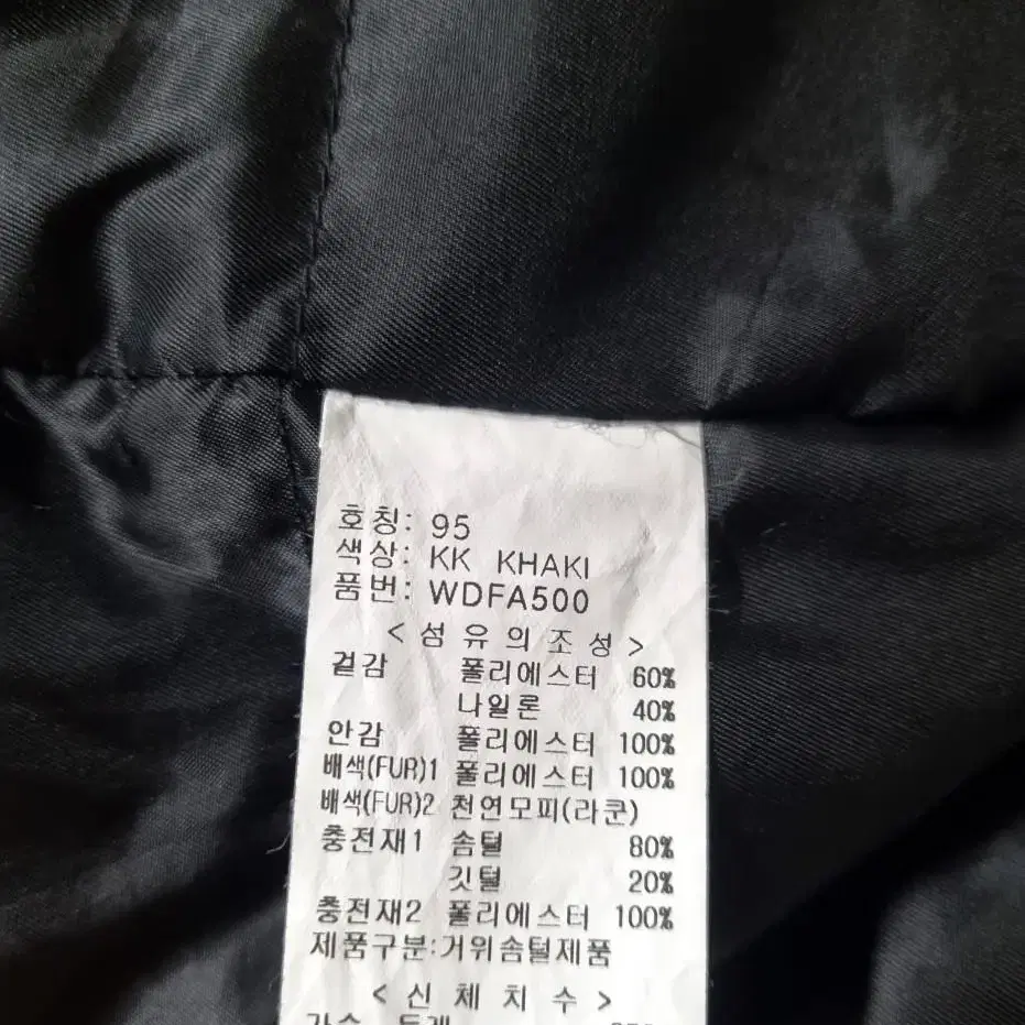 95)디자이너브랜드 MG 리얼라쿤퍼 구스다운 야상패딩