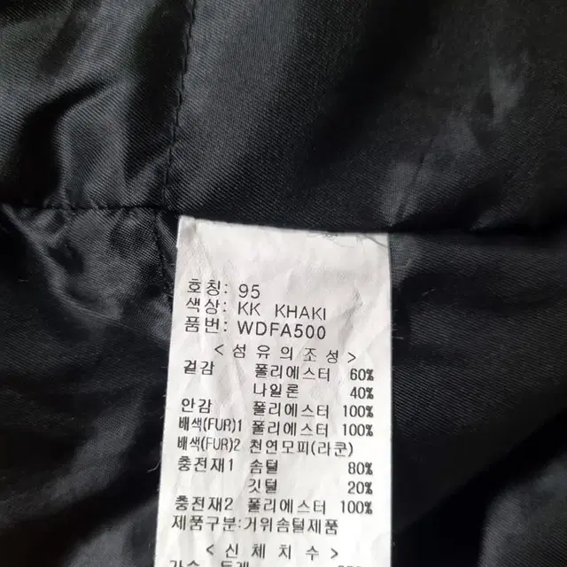 95)디자이너브랜드 MG 리얼라쿤퍼 구스다운 야상패딩