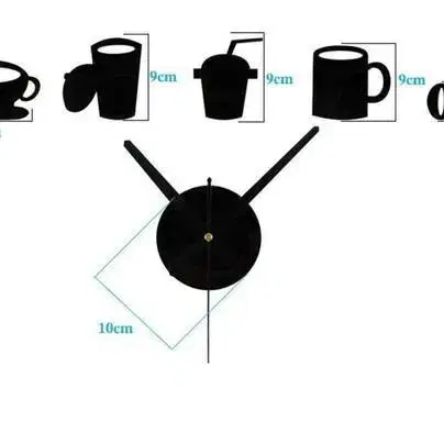 NEW 숫자 커피 샵 모양 벽시계 인테리어 장식 걸이 포인트 생활