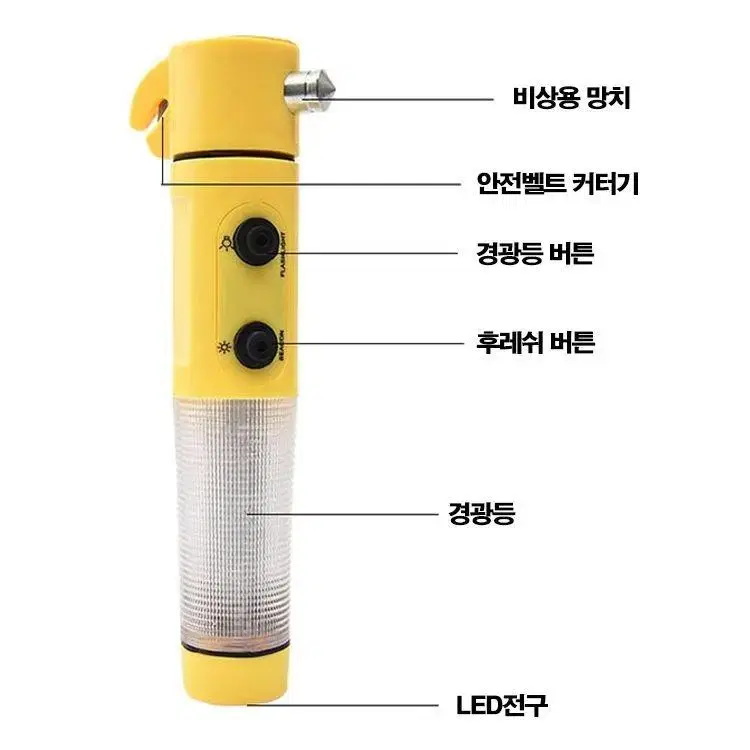 NEW  자동차 다기능 비상 경광봉 안전 망치 LED 커터기 전구 후레쉬