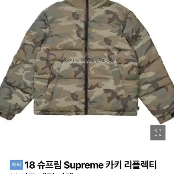 슈프림 Supreme 카키 리플렉티브 카모 패딩L