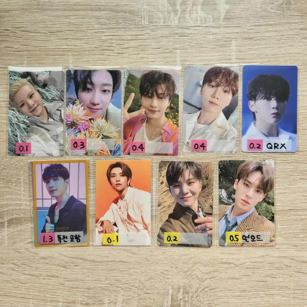 Seventeen photocard joshua wonwoo woozi the8 mingyu Seungkwan