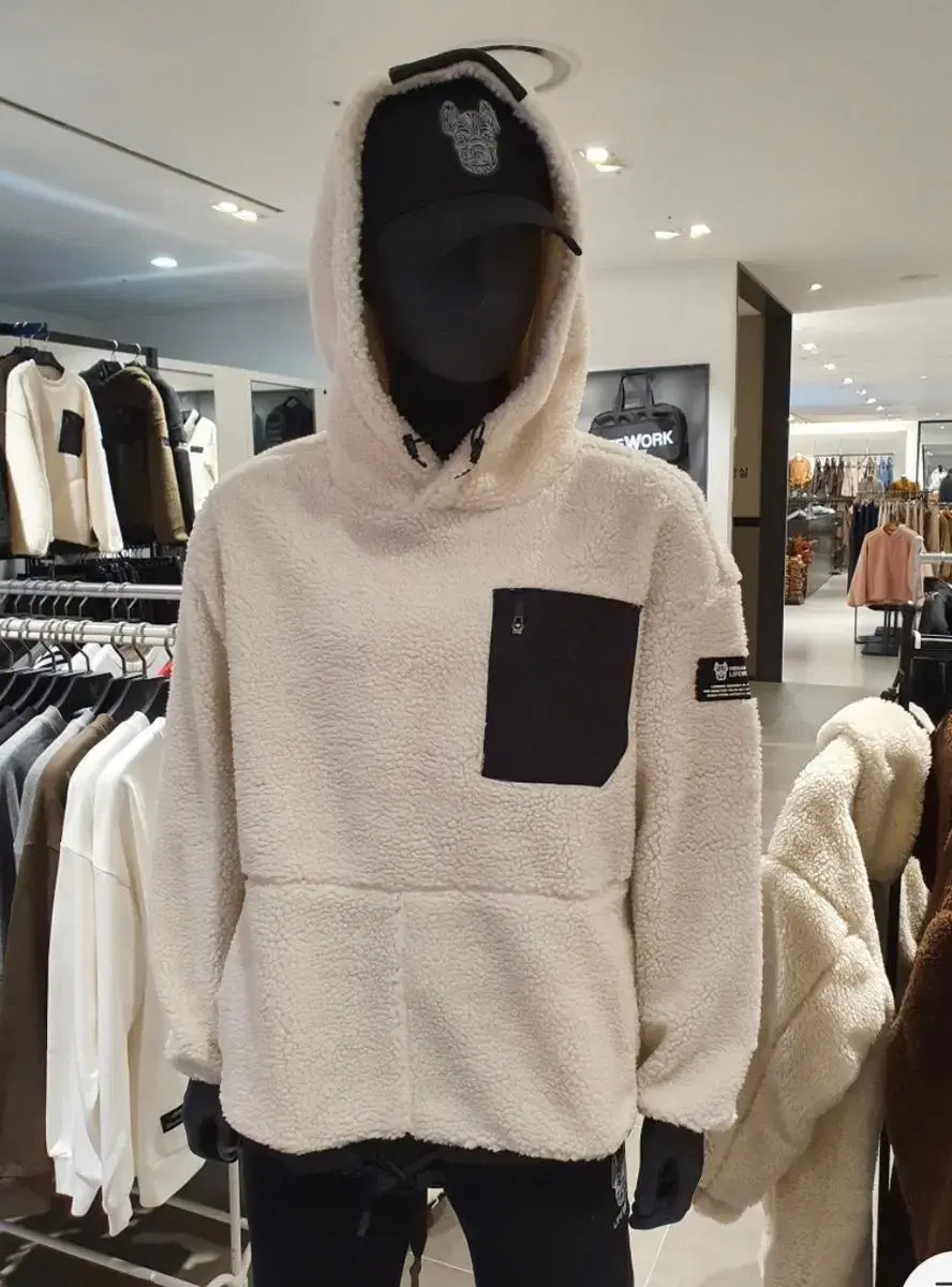 Lifeworks Woven Pocket Boy Hoodie Off White Poggle