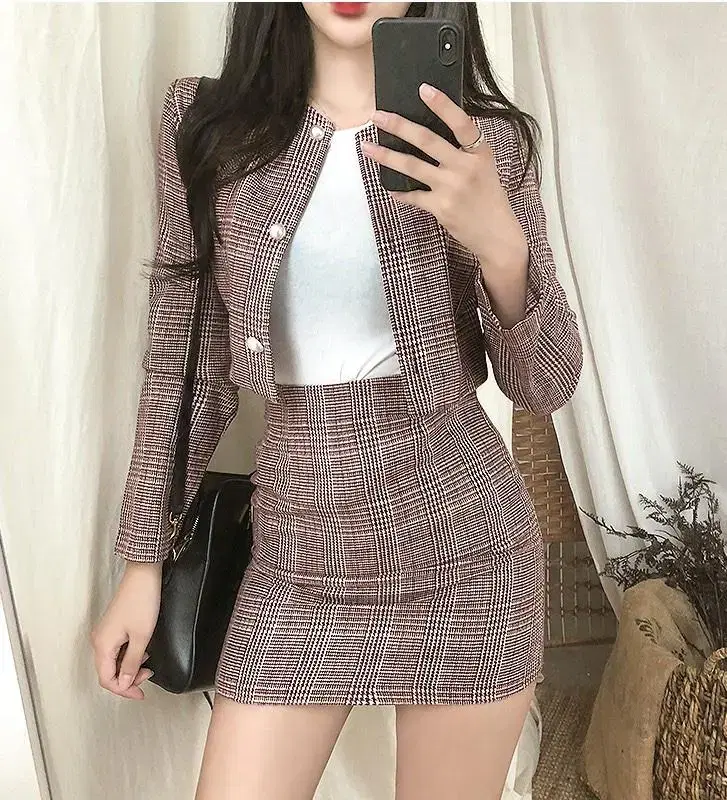 [HINIK]Cherry Jubilee Check Two-Piece Skirt