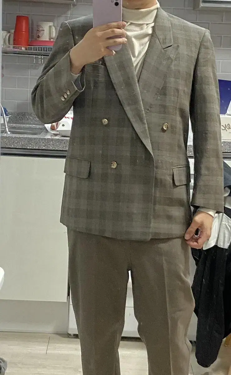 Men's Vintage Check Suit Jacket Top