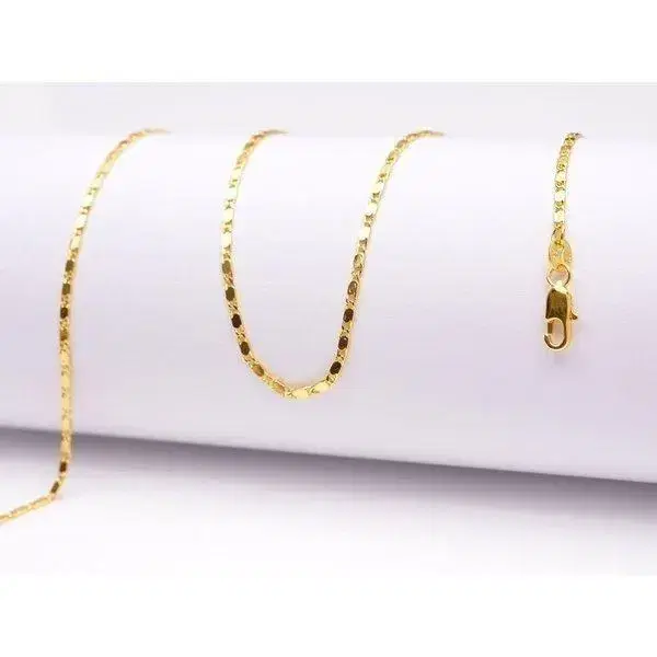 새 18k 금 골드 파일 GF 도금 Gold 46cm 피가로 목걸이