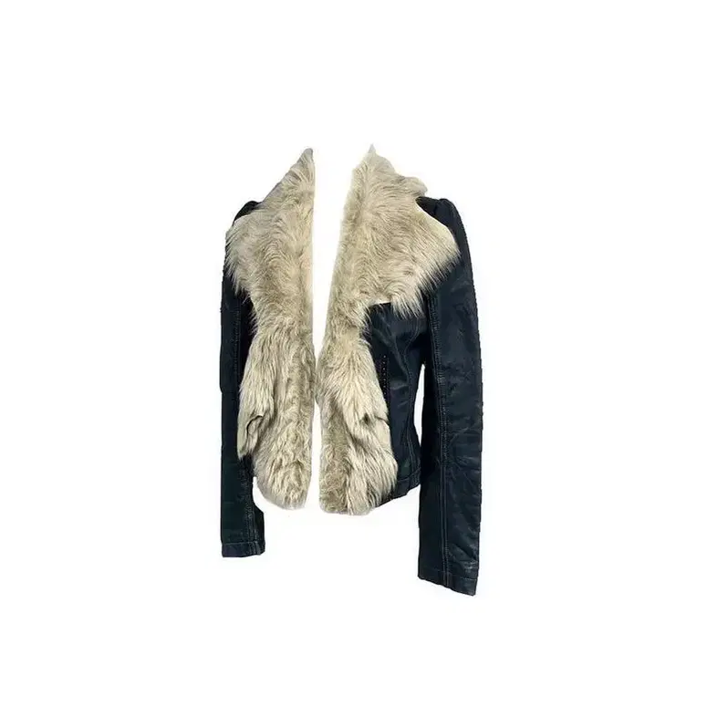 실루엣 Blue fur detail sheep skin jacket