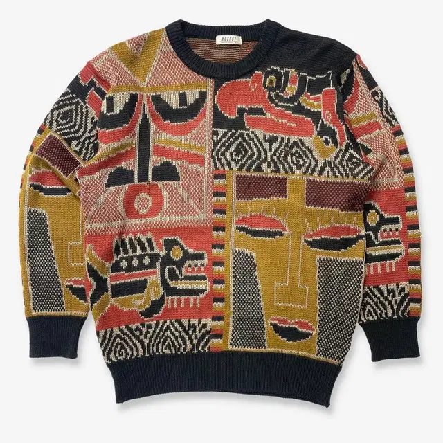 80s aztec animal pattern knit