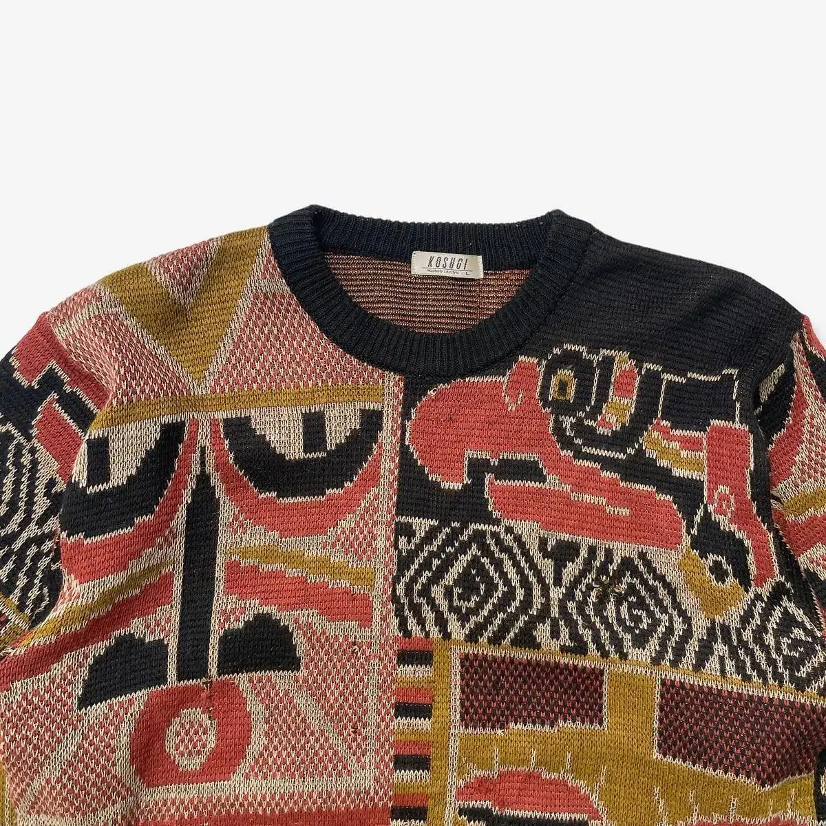 80s aztec animal pattern knit