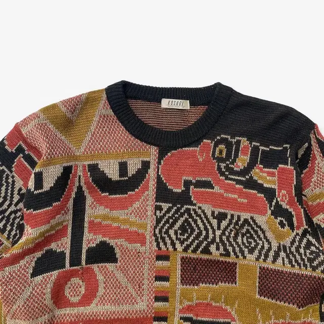 80s aztec animal pattern knit