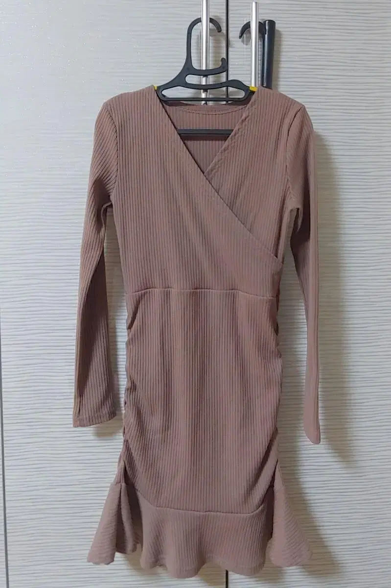 brown shirred onepiece