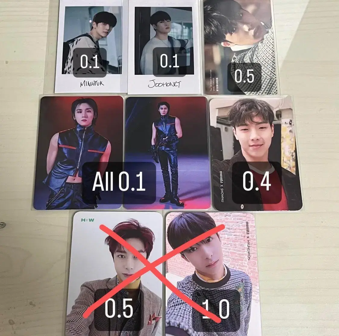 Monsta X shownu kihyun minhyuk hyungwon Chang Gyun jooheon photocard WTS