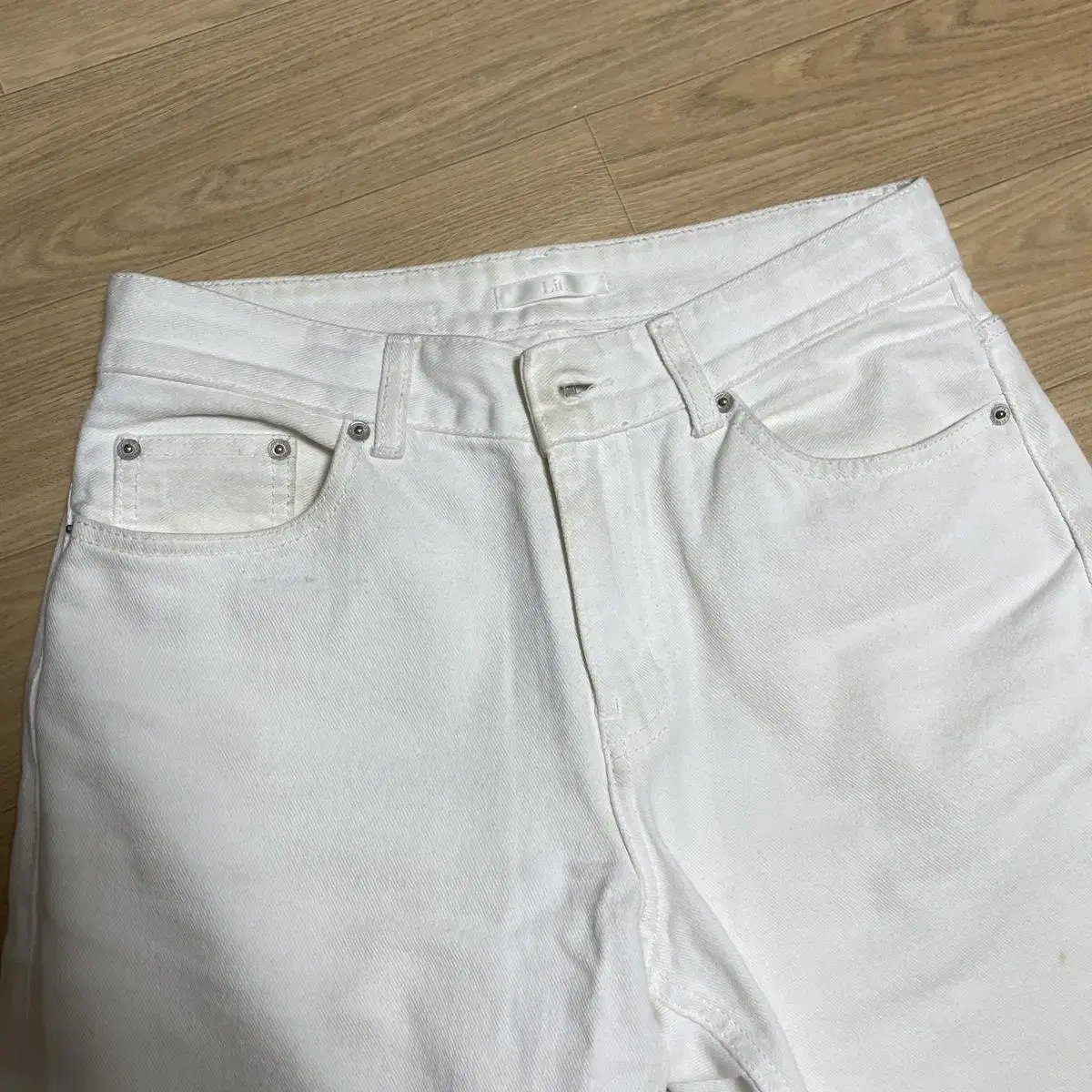 리트 wide jeans washed white