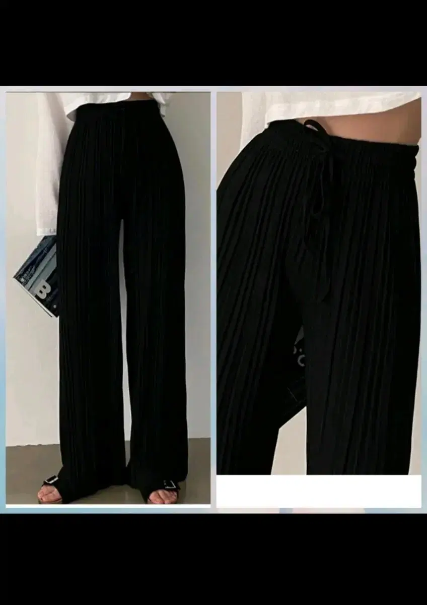 New product, wrinkle-free wide-banded pants, 55-77, black