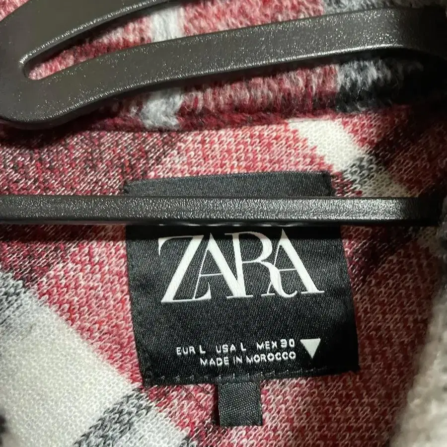 자라 ZARA 레드 체크 겨울 부클 셔츠 자켓 가디건