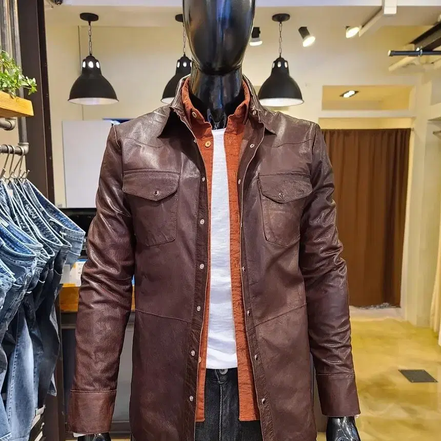 [새제품] 정품 빠니깔레 LEATHER 트러커 가죽셔츠 F-NLJP03