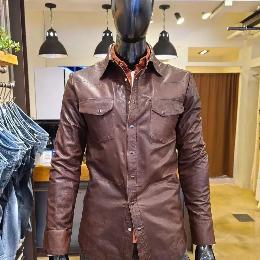 [새제품] 정품 빠니깔레 LEATHER 트러커 가죽셔츠 F-NLJP03