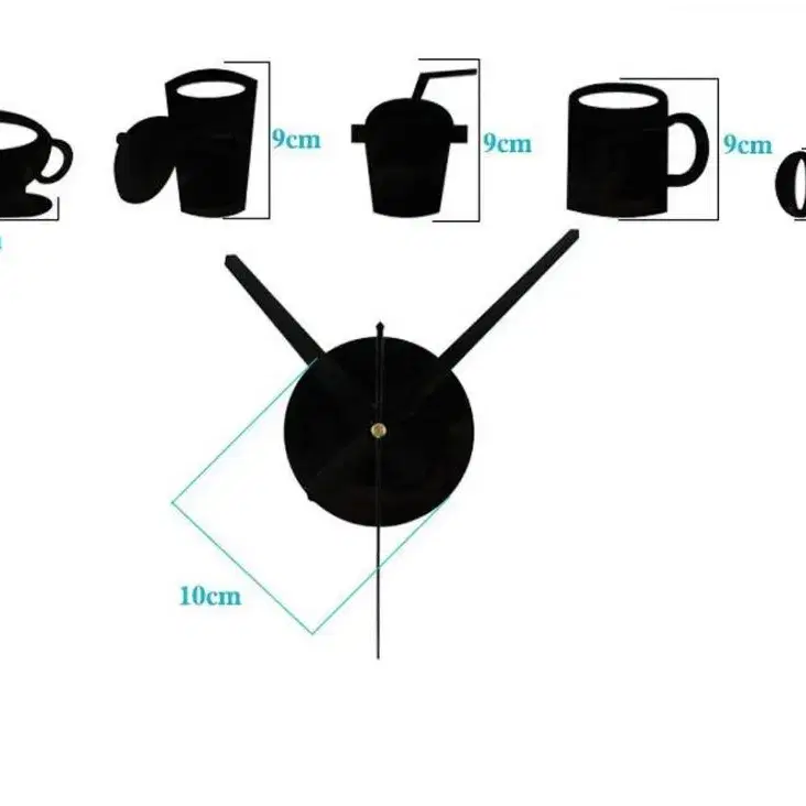 NEW 검정 커피 샵 모양 벽시계 인테리어 장식 걸이 포인트 꾸미기 집