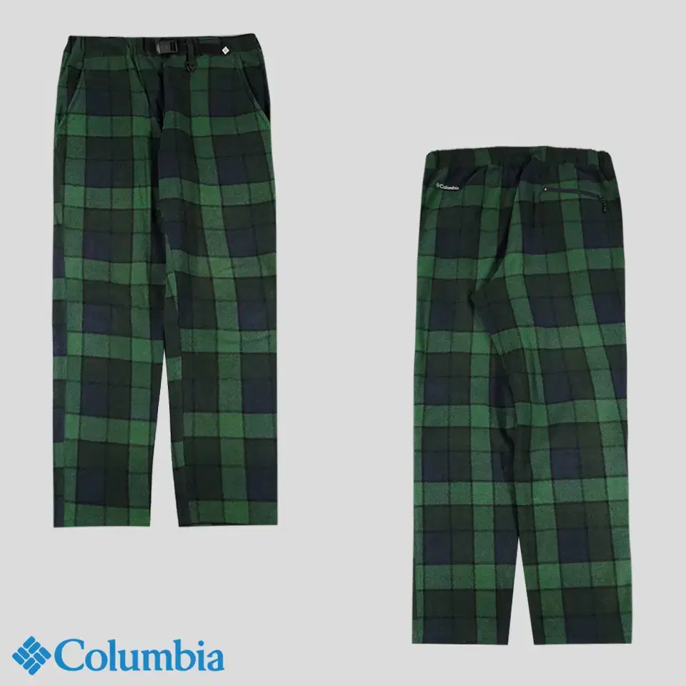 Colombian Green Navy Check Pattern Inbelt Fleece Fleece Banding Sweatpants Tre