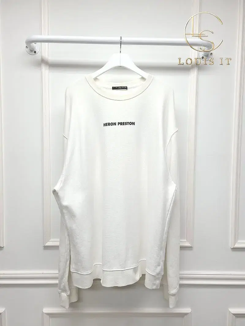 [L] Heron Preston White Embroidered Logo Sweater