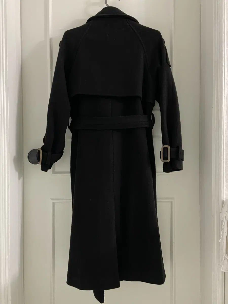 Trench black wool coat