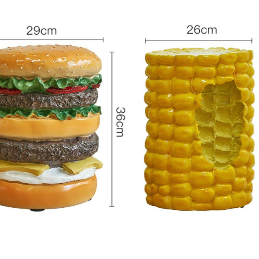 스툴 인테리어 의자 가구 햄버거 옥수수 돈다발 콘 모형 스툴 장식 전시