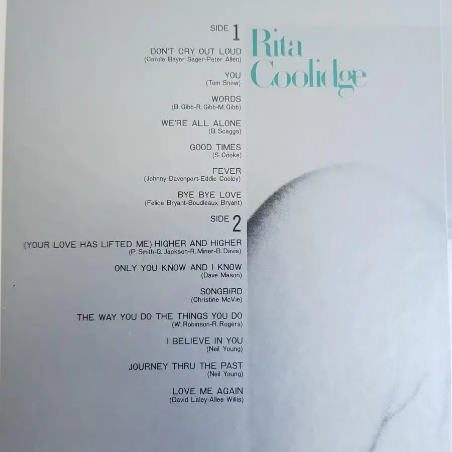 Folk 리타쿨리지 Rita Coolidge베스트 일본 엘피 바이닐 lp