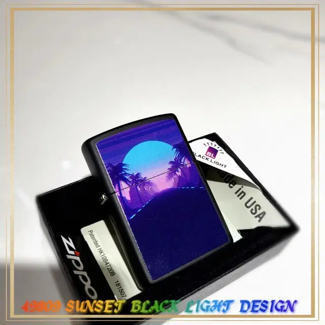 정품 49809 SUNSET BLACK LIGHT DESIGN 지포라이터