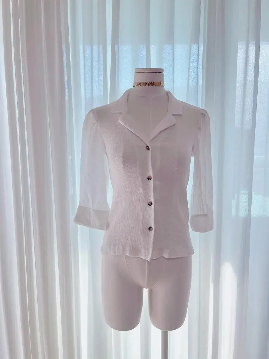 SiwonMaterial Pleated White Short Sleeve yeoreum Blouse Shirt Office Wear