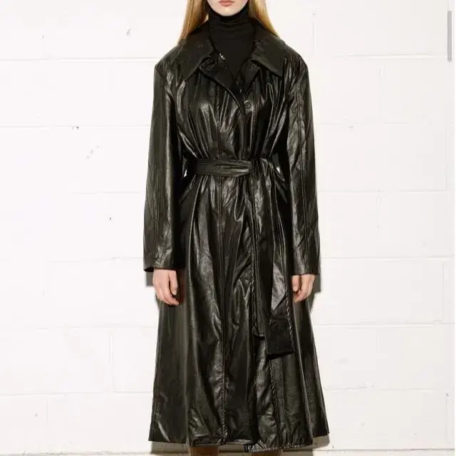 르아워 leather belted trench coat 레더 트렌치 코트