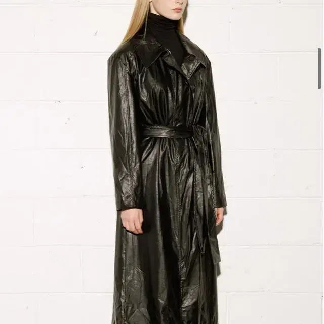 르아워 leather belted trench coat 레더 트렌치 코트