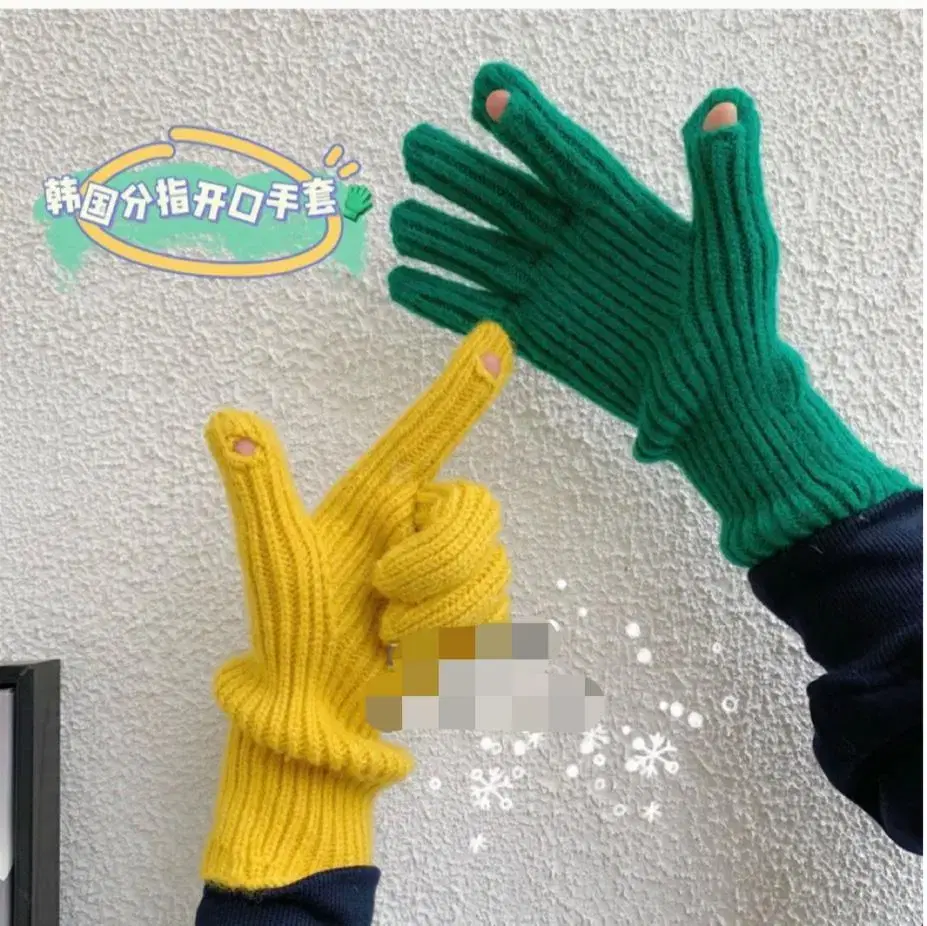 New Arrivals Sale Knitted Finger Gloves Smartphone Touch Ribbed Long Warmer Long Gloves Plain