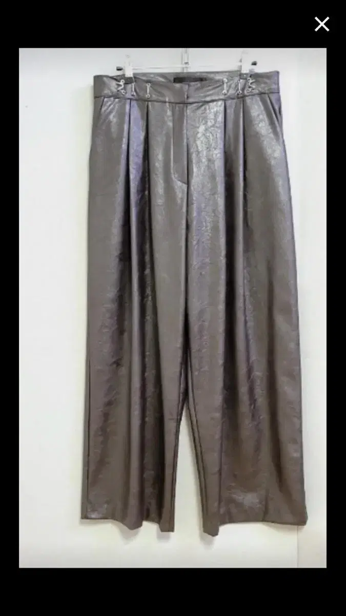 Pintuck Leather Wide Leg Pants New Award