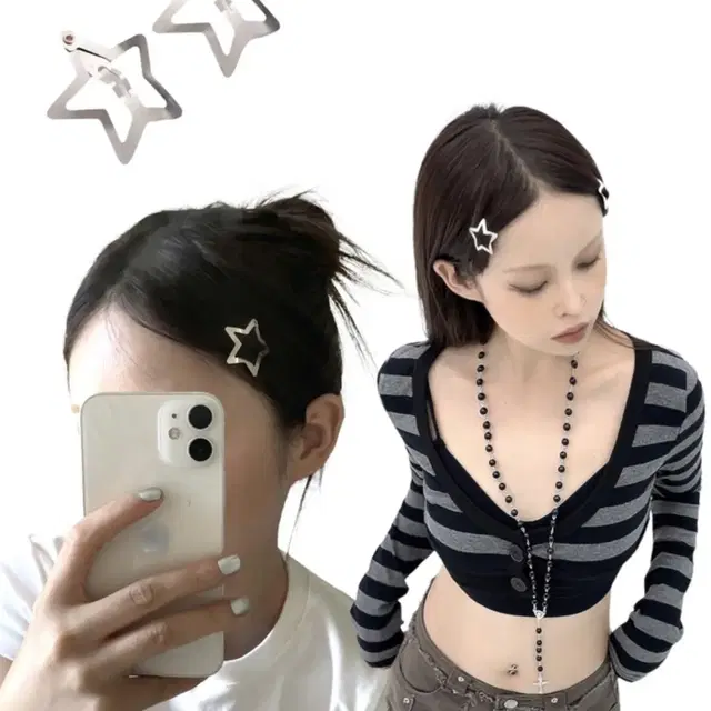 에이블리 y2k 별 삔 디멘션 y2k star hair pin