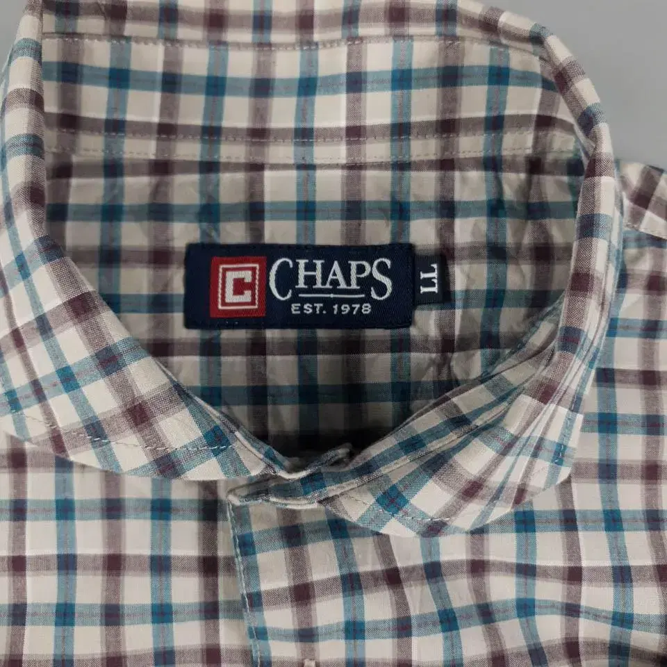 CHAPS 챕스 랄프로렌 네이비 퍼플 포켓 반팔셔츠 하프셔츠  SIZE