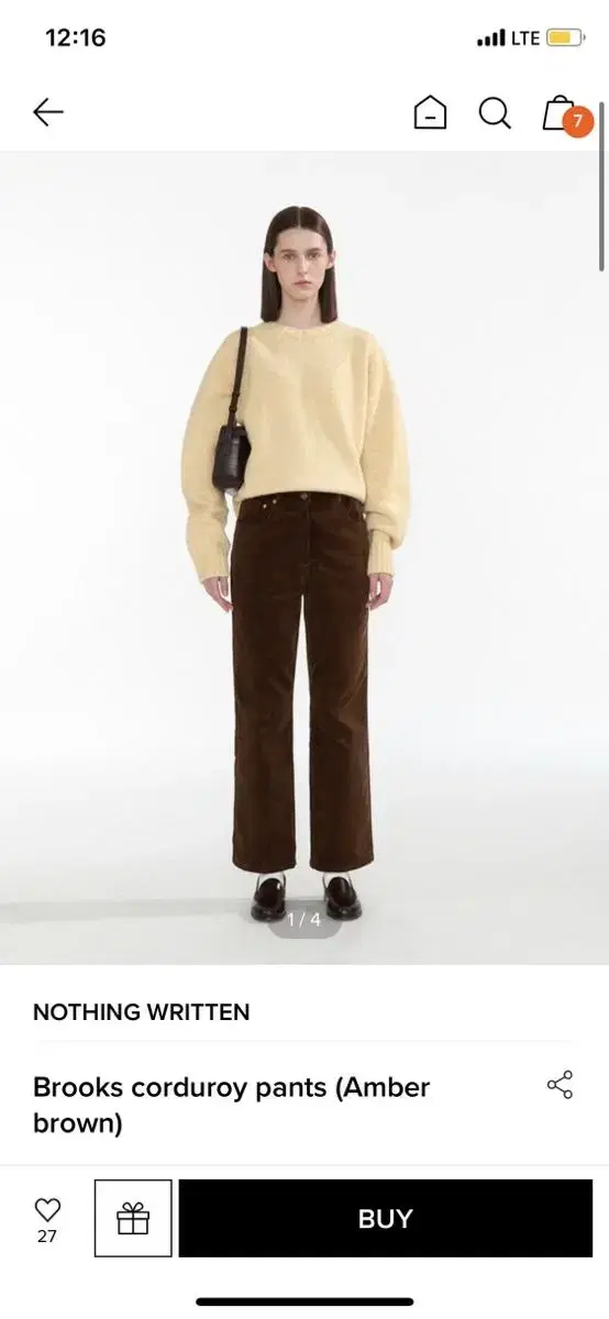 낫띵리튼 Brooks corduroy pants (Amber brown)