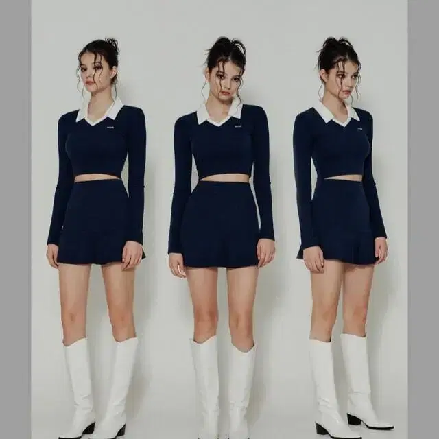 교신O 믹스엑스믹스 HIDE Collar Crop Top