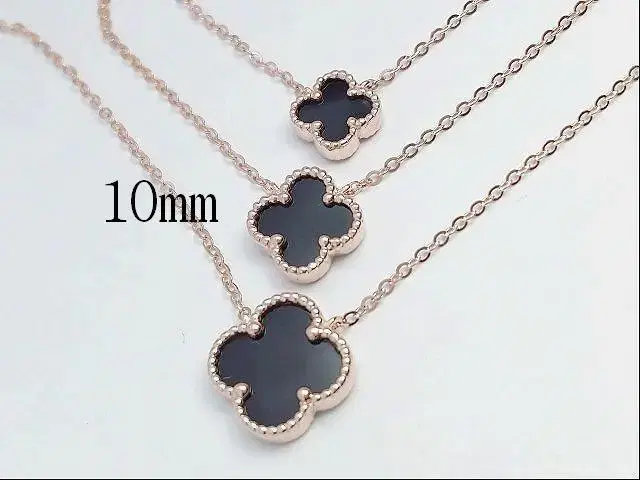 14k four-leaf clover clover onyx necklace/ 42 cm/ approx. 10 mm