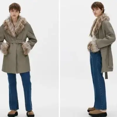 더오픈프로덕트 FAUX FUR TRIMMING JACKET, KHAKI