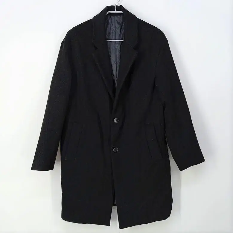 M&C Men's Lined Quilted Single Two-Button Long Blazer Black (HU11148)