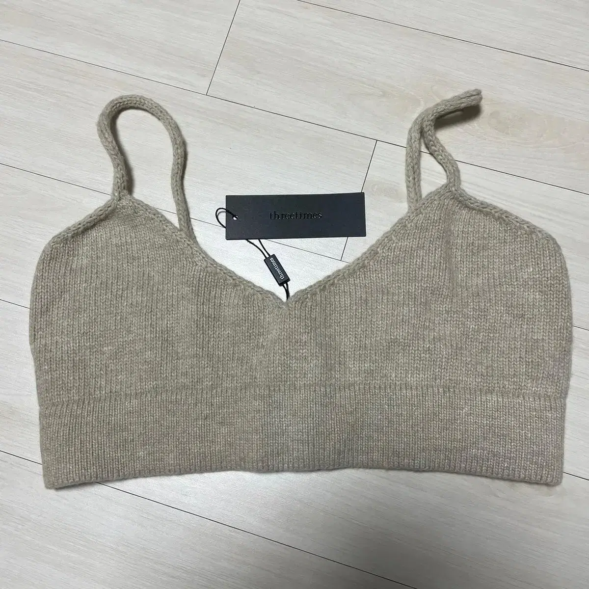 (새상품) 쓰리타임즈 Knit bustier 니트 뷔스티에 베이지 m