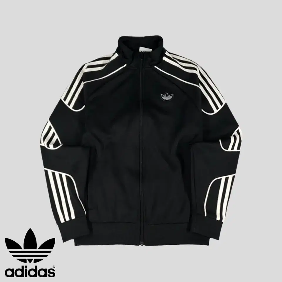 adidas Black Three-Stripes Printed Tracktop Zip-Up Jersey SIZE M