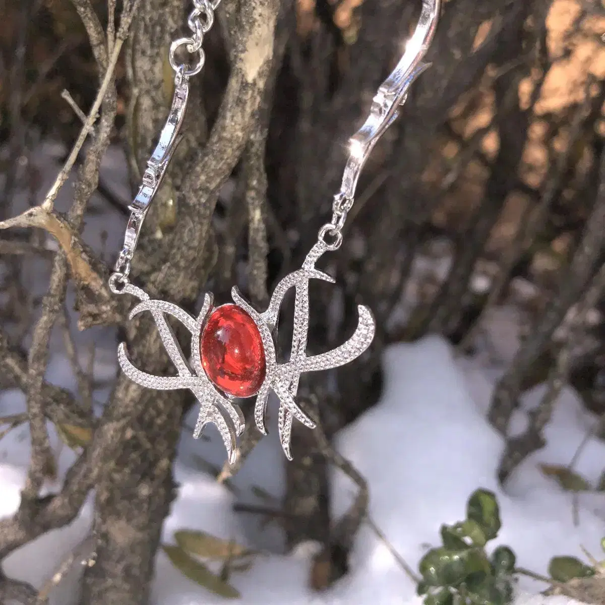 Vintage Cherry spider necklace