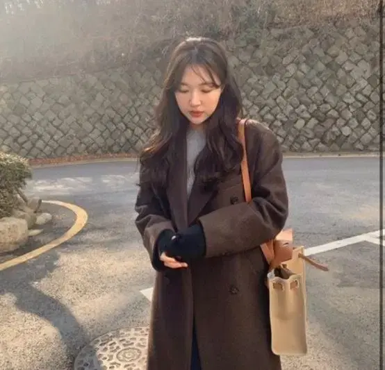 Code U Double Long Coat in Brown