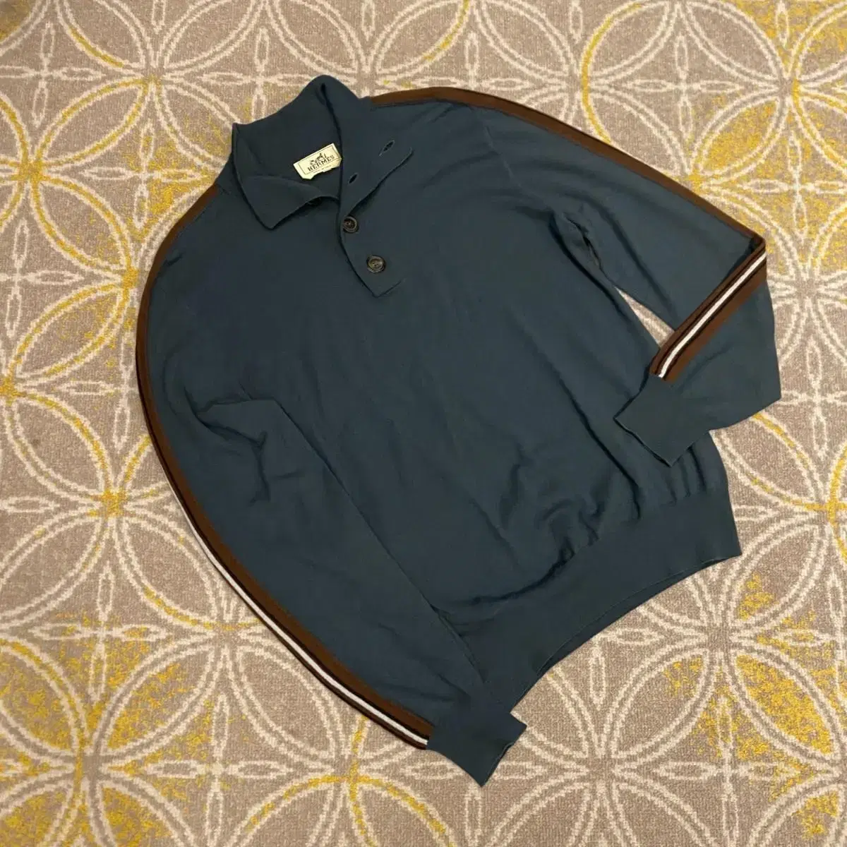 Hermes Superfine Cashmere and Silk Button-up Knit Sweater